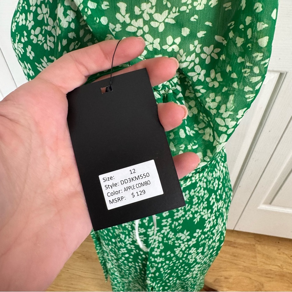 NWT DKNY Green and White Floral Midi Dress - Picture 5 of 10
